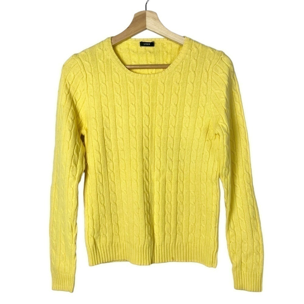 J. Crew Bright Yellow Crewneck Cable‎ Knit Sweater XS